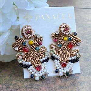 NWT PANACEA CRYSTAL AND BEADED REINDEER EARRINGS